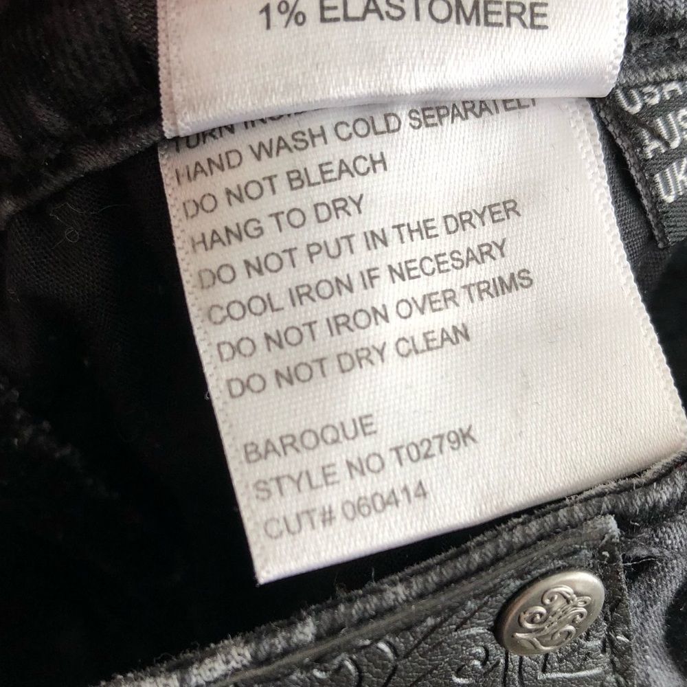 Tru Luxe Velvet Floral Skinny Jeans Women’s Size 8 Stretch Mid Rise Dark Grey - Picture 10 of 13